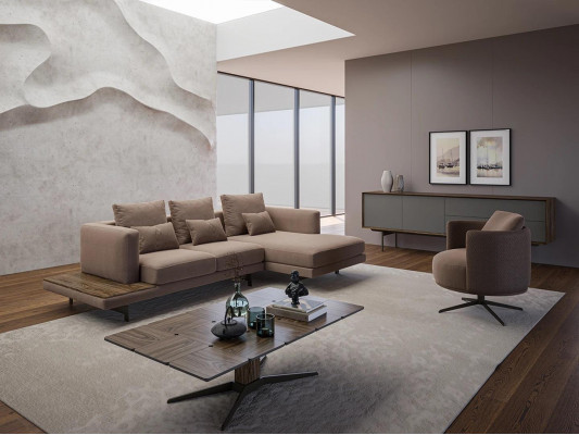 Obývací pokoj sada sedací soupravy Pohovka Rozkládací sedačka L-tvar Křeslo dřevo Konferenční stolek