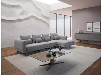 Luxus rohová sedací souprava L tvaru s designovým rohem, nová, kompletní, obývací pokoj.