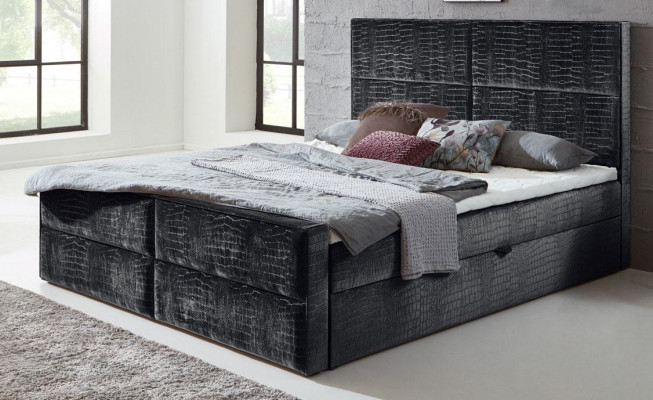 Boxspring postel Kožená postel 200x200cm Hotelová manželská postel Luxusní postele Moderní Nové