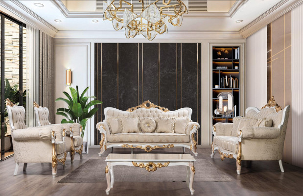 Sofá soubor 3311 sada sedadel Design Sofa polstrování pohovka klasik Kávový stolek