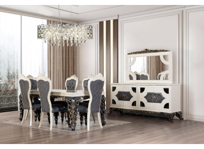 Luxus jídelní skupina skupina 6 židlí jídelní stůl komoda jídelní stůl sestava 9 kusů.