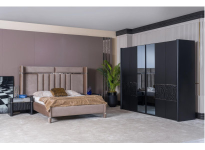 Ložnice Set Komplet Postel + 2x Noční stolky + Šatní skříň 4dílný.