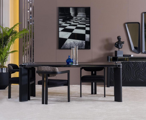 Jídelní set 6x židlí stůl jídelny designérská sada židlí ze dřeva nová.