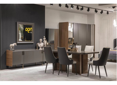 Luxus jídelna set Jídelní stůl 6x židle Komoda Jídelní sestavy Jídelní souprava 8 dílů