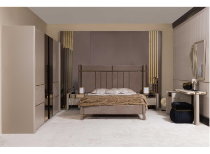 Ložnice set: postel, 2x noční stolek, šatní skříň, toaletní stolek se zrcadlem, 5 kusů, nový.