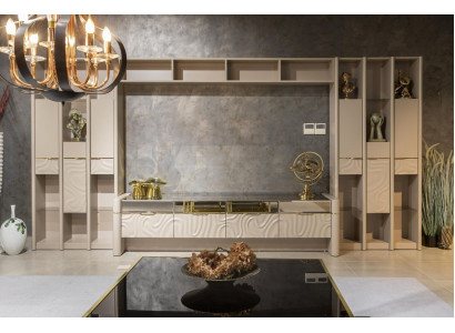 Wohnwand Designer Obývací pokoj Nábytek Stojan na zeď Police Wohnwände