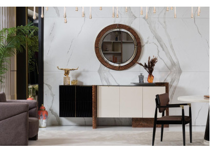 Sideboard Anrichte s zrcadlem Luxus Garnitur Kommode dřevo Komody Klasický