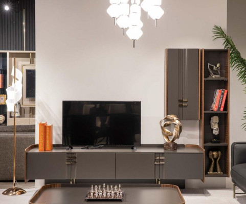 Stěna televizní zdi Moderní regál nábytku obývacího pokoje Skříň rtv s nástěnnou skříní.