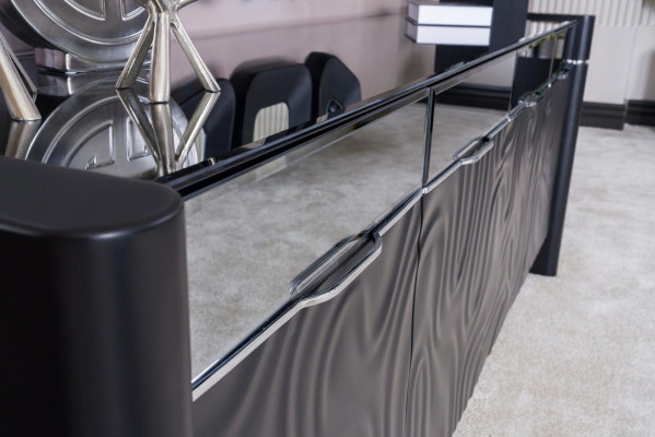 Černá jídelní sestava jídelní stůl 6x židle komoda 3x zrcadlo jídelní skupina luxus