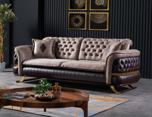 Třímístná designová pohovka 3místná textilní pohovka Chesterfield Sofa 3místná látková nová