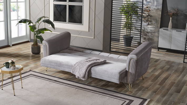 Sedačka 3místná látková dřevo Moderní Pohovka čalouněná Gauč Design Luxus Šedá