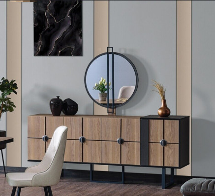 Sideboard Anrichte s zrcadlem - luxusní set komody z dřeva s délkou 193 cm.