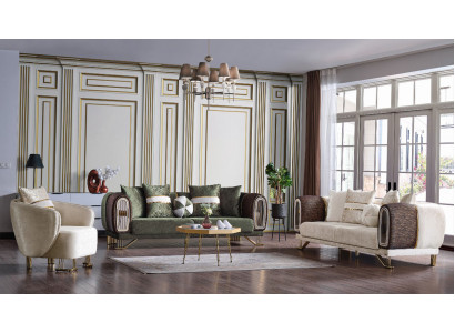 Návrhářská sedací souprava 3+3+1 sedáků Pohovka čalouněná Nová sada sedacího nábytku