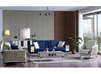Sofa sestava 3+3+1 sedáků Nábytek Luxus Set Moderní sedací souprava Nová 3dílná