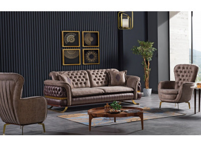 Návrhářský žebřiňák 3+3+1 sedačka křeslo potahový sada Chesterfield