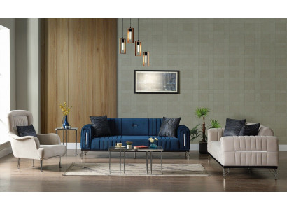 Moderní sedací souprava 3+3+1 Místné křeslo Textilní pohovka 3dílná sada Design Nový