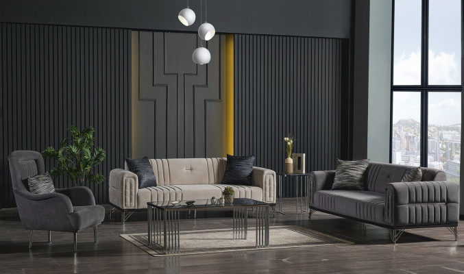 Sofa garnitura 3+3+1 posed Textil Moderní Kompletní křeslo Pohovka 3M luxus Nový
