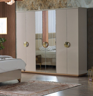 Ložnice Set Luxus Kompletní postel 2x noční stolky Šatník 4dílný Nový