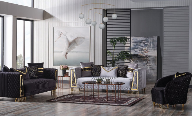 Sofa Chesterfield Barokní styl set 3dílný sestava 3+3+1 místný Relax sofa