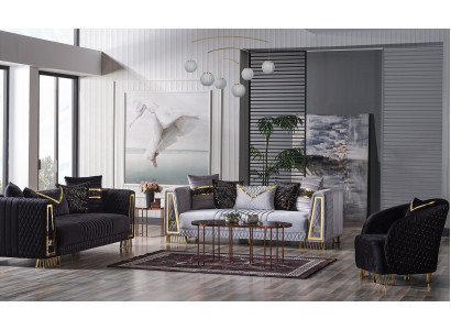 Sofa Chesterfield Barokní styl set 3dílný sestava 3+3+1 místný Relax sofa