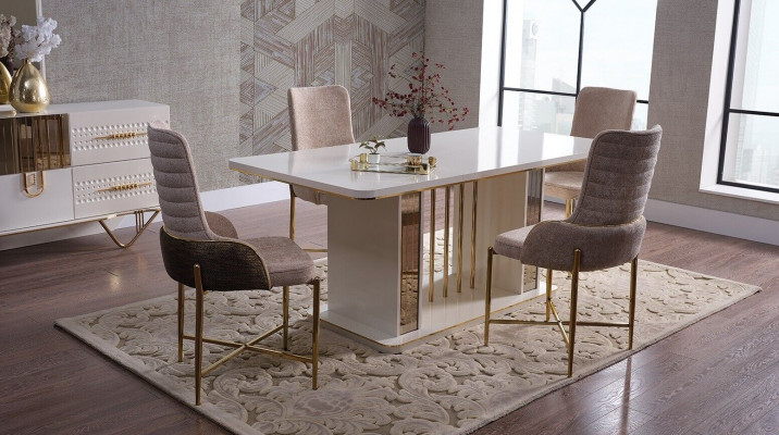 Jídelní set Luxus 6x židlí + jídelní stůl, sada jídelního nábytku s křesly a bufet