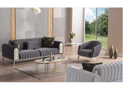 Sofa set 3 + 1 křeslo set Moderní relaxační křeslo nábytek šedá