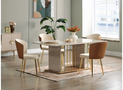 Jídelní pokoj set Moderní jídelní stůl + 6x židle Stůl Dřevo Čalouněná židle 7 kusů