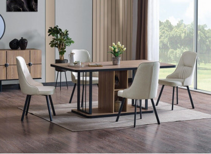 Jídelní set 7 dílný. Jídelní stůl 6x židle Designérská dřevěná sestava Nábytek Nový