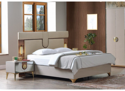 Luxus ložnice sada postel + 2x noční stolky Dřevo Kompletní Nový Moderní