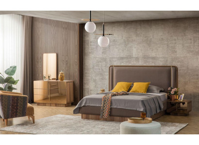 Ložnice set postel + 2x noční stolky + komoda + zrcadlo Design nábytek Nový 5dílný