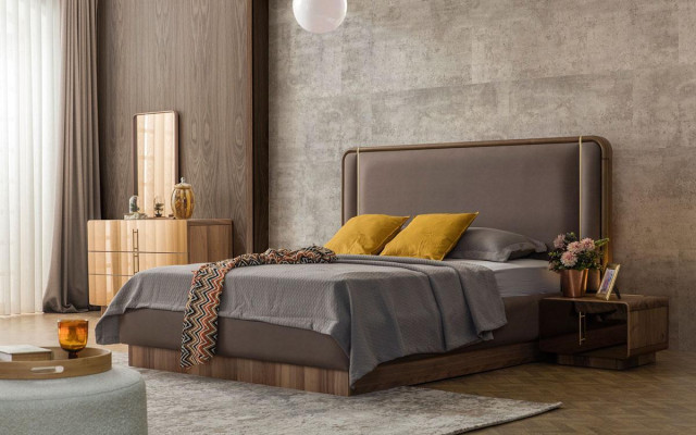 Ložnice set postel + 2x noční stolky + komoda + zrcadlo Design nábytek Nový 5dílný