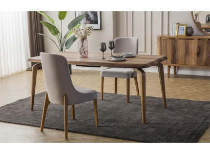 Jídelní set 7 dílný: jídelní stůl + 6x židle designové dřevěné sestavení nábytku nový