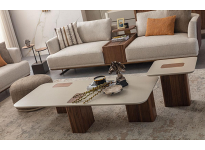 Konferenční stůl Stoly Stůl Design Luxus Nábytek Beige Dřevo Obývací pokoj Nový