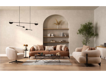 Sofa 3+3+1 místní textil dřevo Sofa 3 místní Moderní křeslo Nový kompletní set