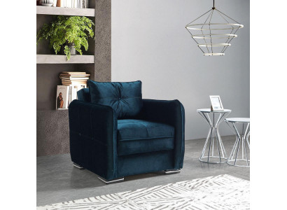 Design Sitzér luxus Sessel Relax Textil, modrý klubový posezení moderního salónu.