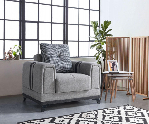 Design křeslo Luxus Relax textilní šedé lounge klubové křeslo moderne luxusní