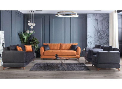 Sofaová sestava 3+2+1+1 dřevo obývací pokoj luxusní sofa moderní látkový kompletní