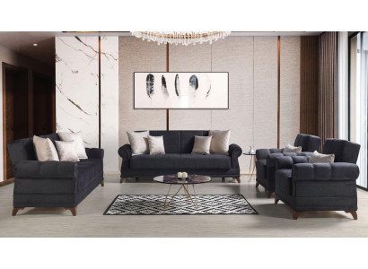 Sofa sestava 3+2+1+1 z textilu, moderní, kompletní 2x stolička, 3místná pohovka, luxusní.