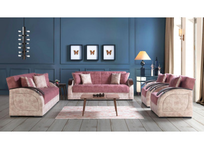 Sofa sestava 3+3+1+1 textil dřevo Pohovka 3místná Moderní stolička Nový Kompletní set