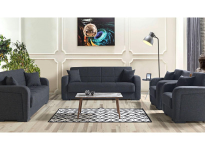 Sofa set 3+2+1+1 sedadlo textil Moderní kompletní 2x křeslo Pohovka 3místná Luxus 1
