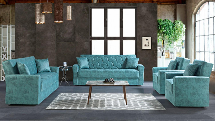 Sedací souprava 3+2+1+1 Sedák Textil Dřevo Pohovka 3 Místná Moderní Nová Křeslo Kompletní Sada