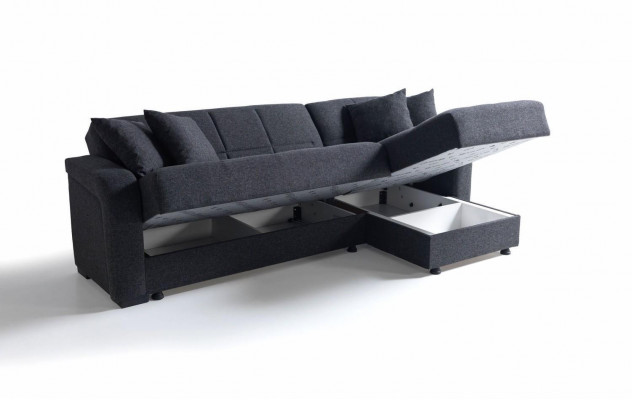 Rohová sedací souprava L-Forma Černý Pohovka Kompletní obývací set 2 kusy Luxusní nábytek