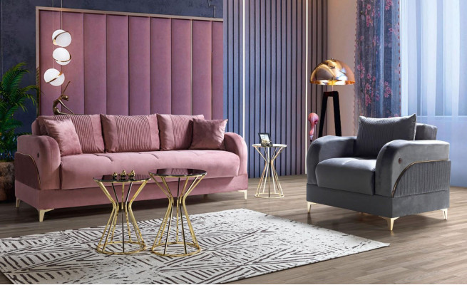 Sofa set 3+1 sezení Moderní relaxační křeslo Styl 2 kusy Luxusní obývací pokoj nábytek