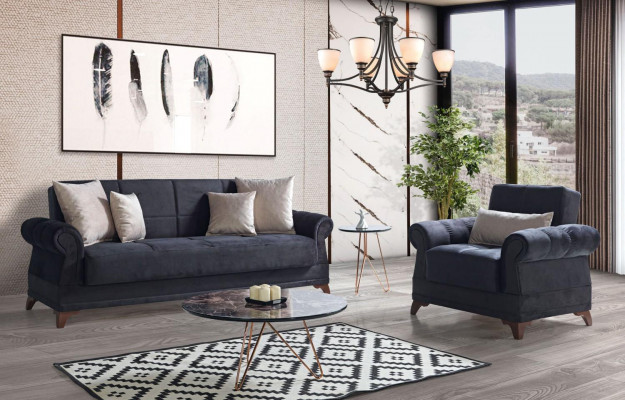 Sofa set 3+1 místný Textil Moderní Kompletní Křeslo Pohovka 3 Místný Luxus Relax