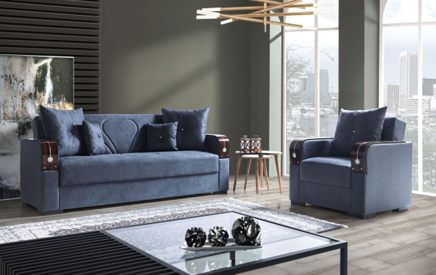 Sofa set 3+1 sezení textil, dřevo, moderní pohovka 3 sezení křeslo kompletní sada 1.