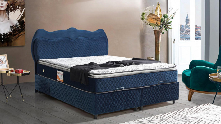 Design postele Luxus Modrá čalouněný nábytek Luxus Moderní postele Boxspring