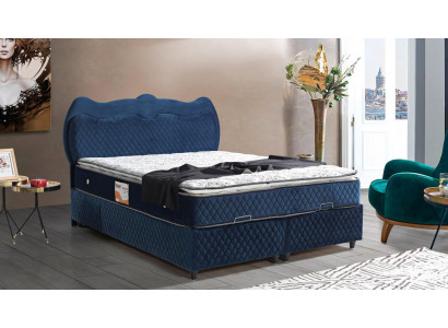 Design postele Luxus Modrá čalouněný nábytek Luxus Moderní postele Boxspring