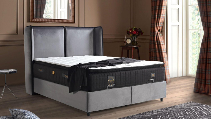 Návrh postele Luxus Boxspring Polštáře Ložnice Nábytek Nový Moderní Stříbrný