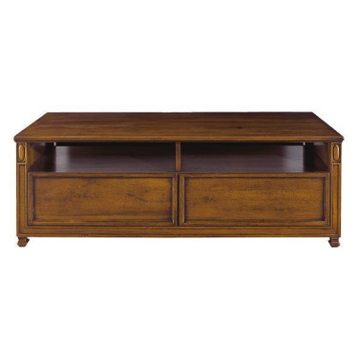 Stojan pro TV stolní nízká komoda v moderním designu ze dřeva pro obývací pokoj.