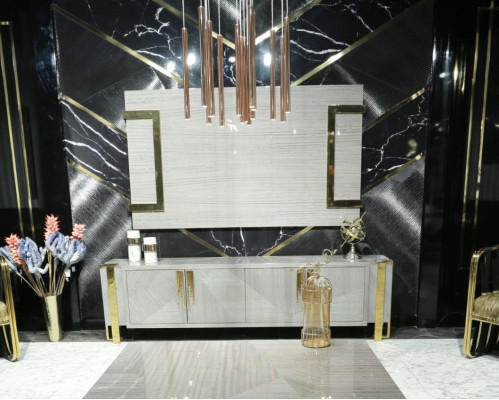 Lowboard Kommode Sideboard rtv Wandpaneel Design Wohnwände 2tlg. Set -> Nízký skříň komoda sideboard rtv stěnový panel design obývací stěny 2-dílná sada